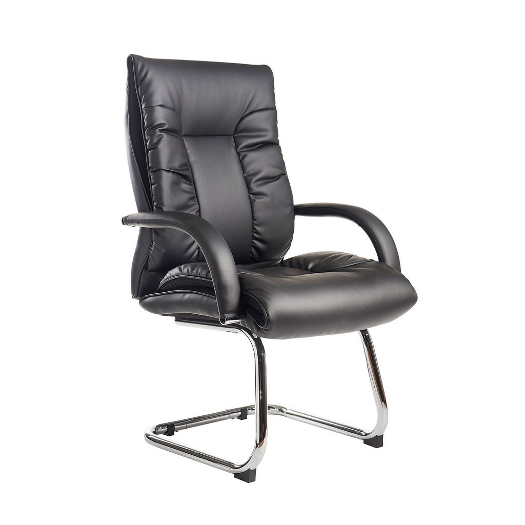 Picture of Derby high back visitors chair - black faux leather
