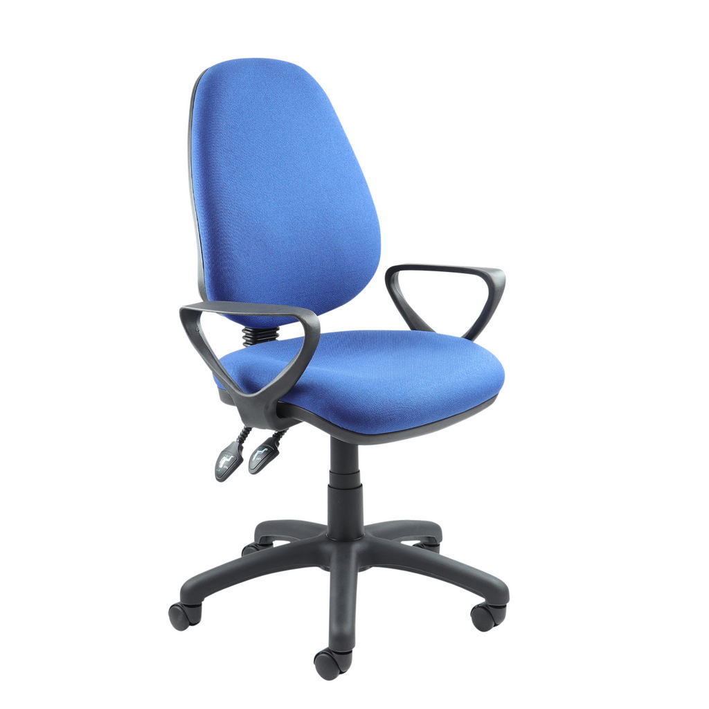 Picture of Vantage 100 2 lever PCB operators chair with fixed arms - blue