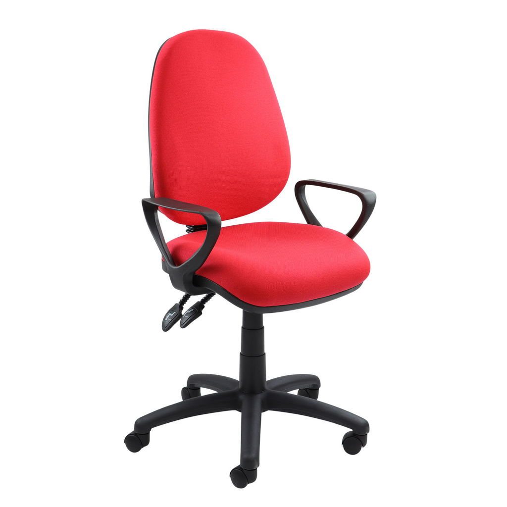 Picture of Vantage 100 2 lever PCB operators chair with fixed arms - red